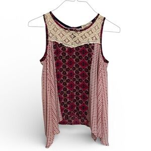 Boho Pink and Cream Sleeveless Top